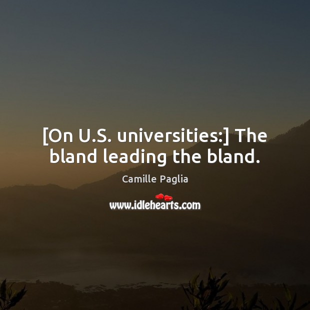 [On U.S. universities:] The bland leading the bland. Image