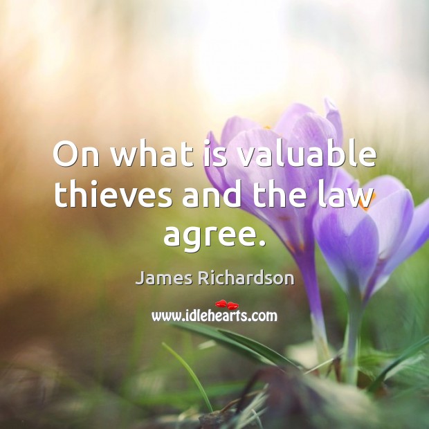 On what is valuable thieves and the law agree. James Richardson Picture Quote