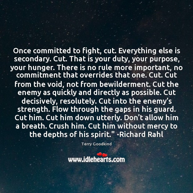 Once committed to fight, cut. Everything else is secondary. Cut. That is Image