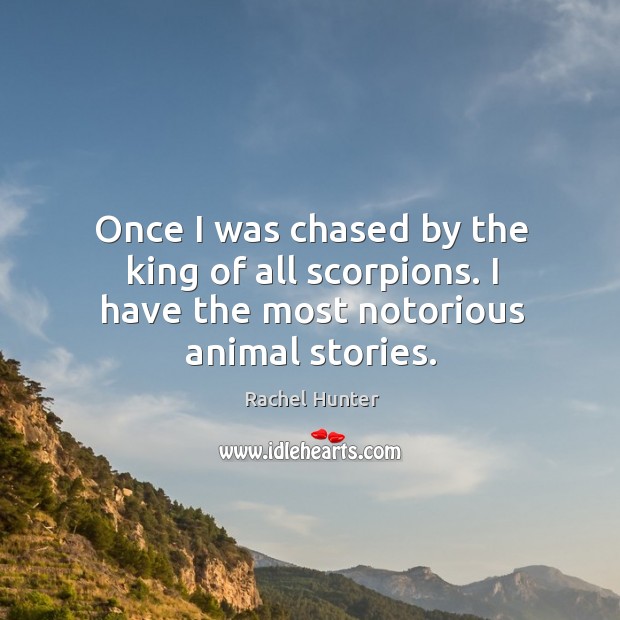 Once I was chased by the king of all scorpions. I have the most notorious animal stories. Rachel Hunter Picture Quote