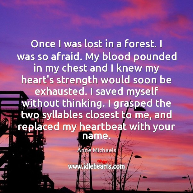 Once I was lost in a forest. I was so afraid. My Anne Michaels Picture Quote