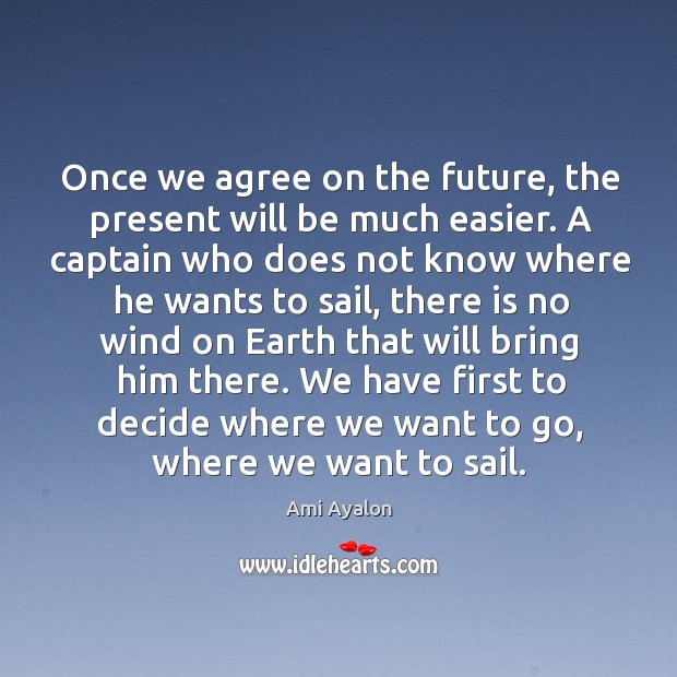 Once we agree on the future, the present will be much easier. Image