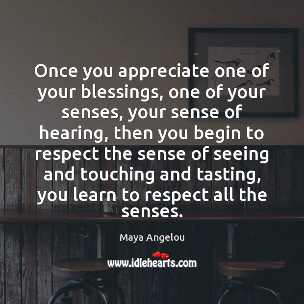 Once you appreciate one of your blessings, one of your senses, your Image