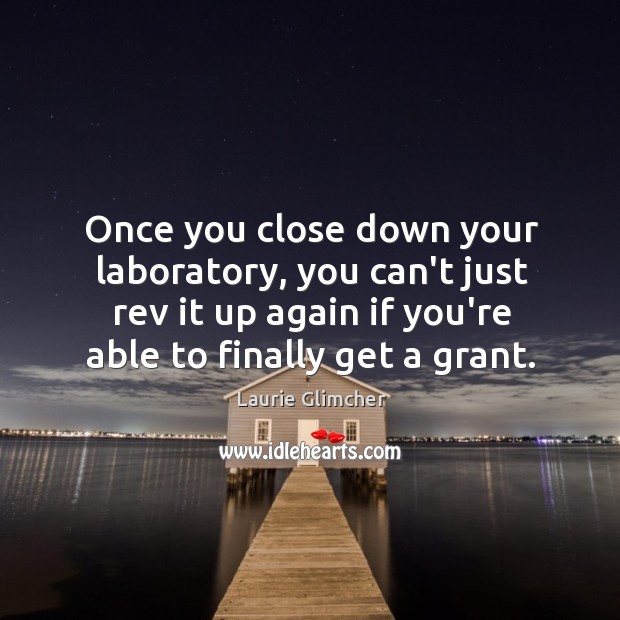 Once you close down your laboratory, you can’t just rev it up Laurie Glimcher Picture Quote