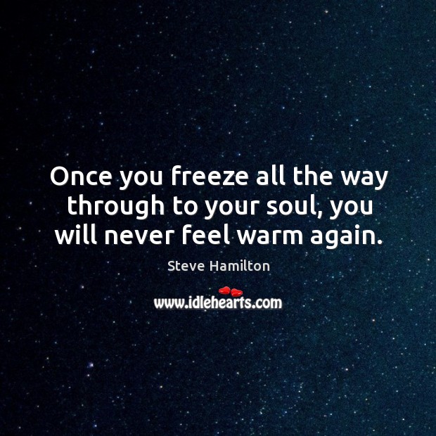 Once you freeze all the way through to your soul, you will never feel warm again. Steve Hamilton Picture Quote