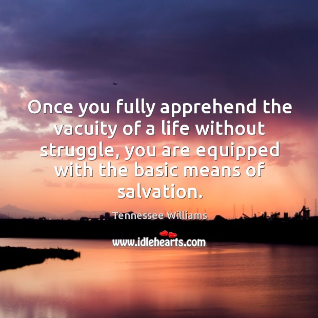 Once you fully apprehend the vacuity of a life without struggle, you are equipped with the basic means of salvation. Image