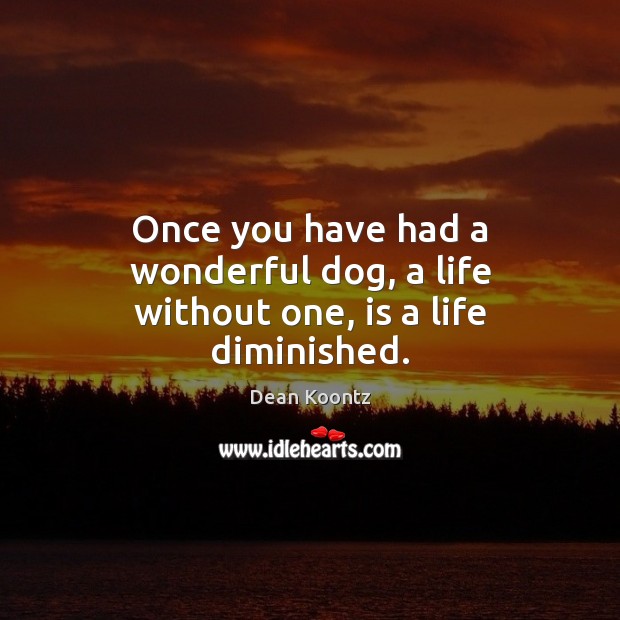 Once you have had a wonderful dog, a life without one, is a life diminished. Image