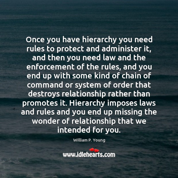 Once you have hierarchy you need rules to protect and administer it, William P. Young Picture Quote