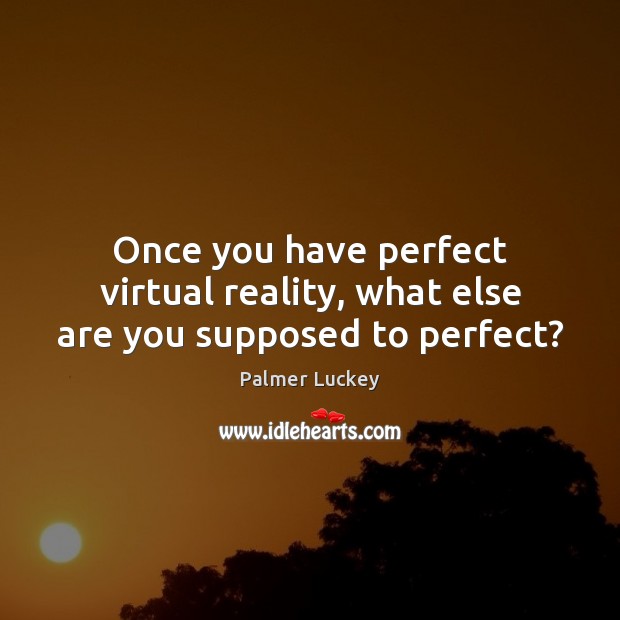 Once you have perfect virtual reality, what else are you supposed to perfect? Palmer Luckey Picture Quote