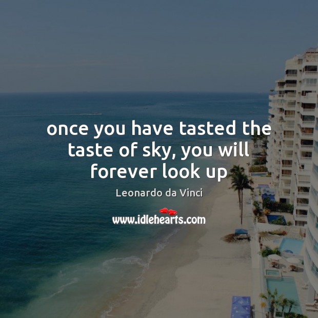 Once you have tasted the taste of sky, you will forever look up Leonardo da Vinci Picture Quote