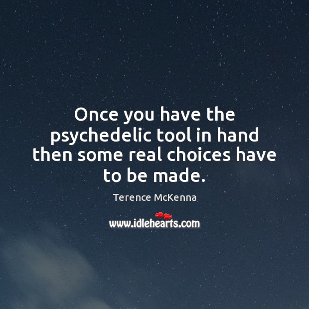 Once you have the psychedelic tool in hand then some real choices have to be made. Terence McKenna Picture Quote