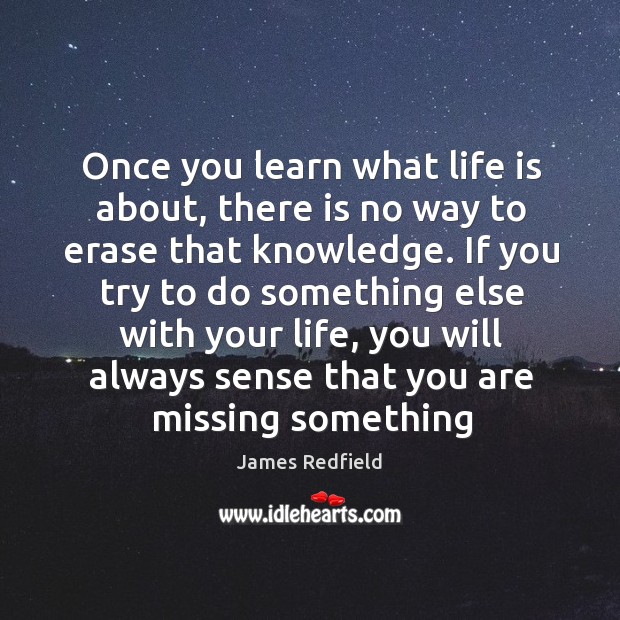 Once you learn what life is about, there is no way to James Redfield Picture Quote