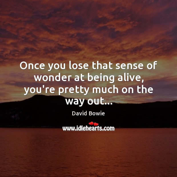 Once you lose that sense of wonder at being alive, you’re pretty much on the way out… David Bowie Picture Quote