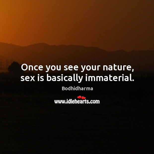 Once you see your nature, sex is basically immaterial. Bodhidharma Picture Quote