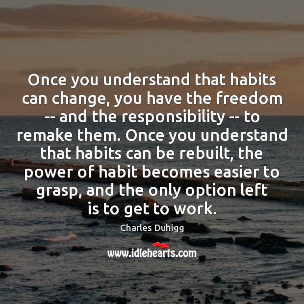 Once you understand that habits can change, you have the freedom — Charles Duhigg Picture Quote