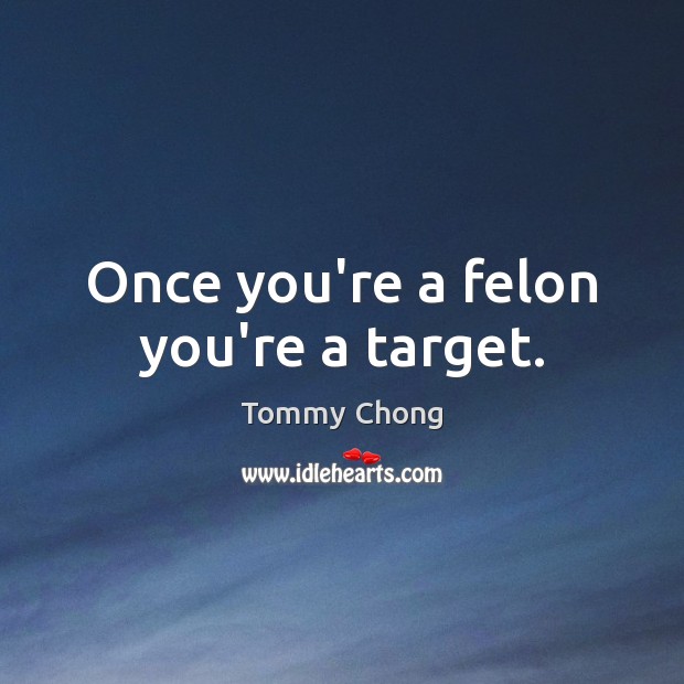 Once you’re a felon you’re a target. Tommy Chong Picture Quote