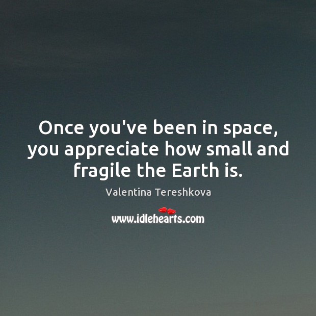 Once you’ve been in space, you appreciate how small and fragile the Earth is. Image