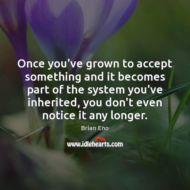 Once you’ve grown to accept something and it becomes part of the Image