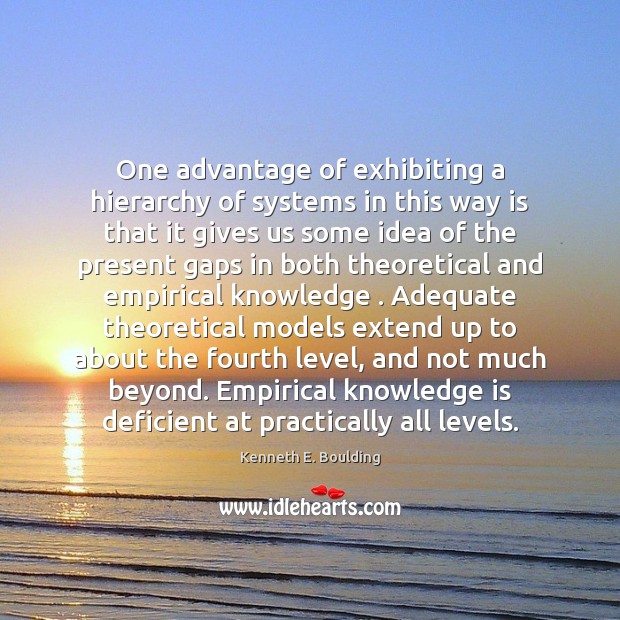 One advantage of exhibiting a hierarchy of systems in this way is Kenneth E. Boulding Picture Quote