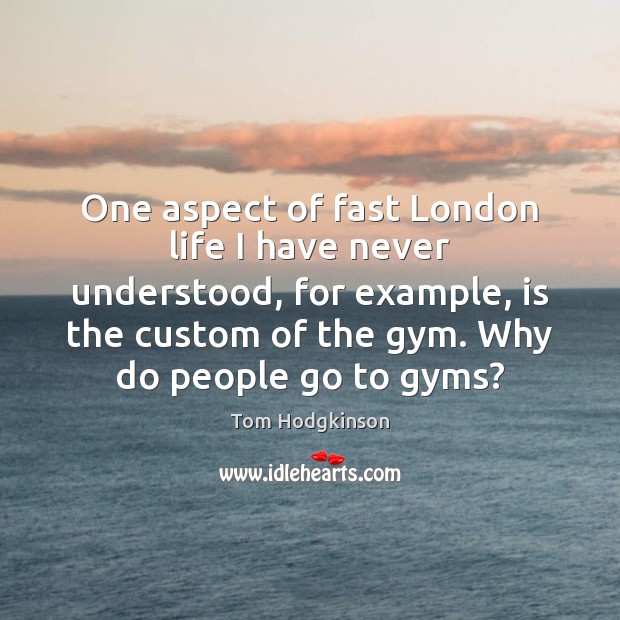 One aspect of fast London life I have never understood, for example, Tom Hodgkinson Picture Quote