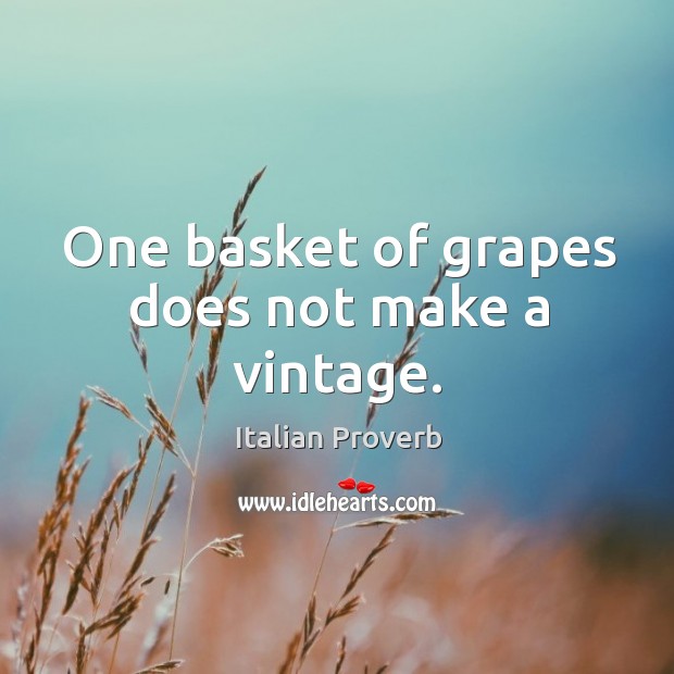 One basket of grapes does not make a vintage. Image