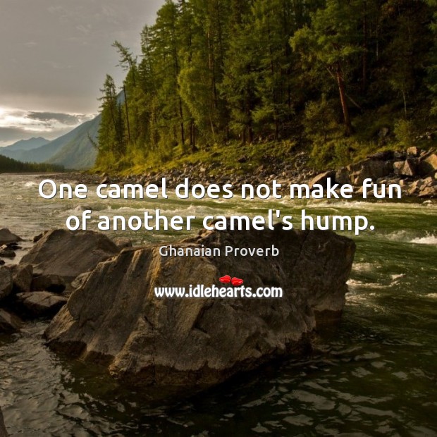 One camel does not make fun of another camel’s hump. Ghanaian Proverbs Image