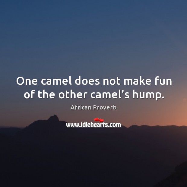 One camel does not make fun of the other camel’s hump. Image