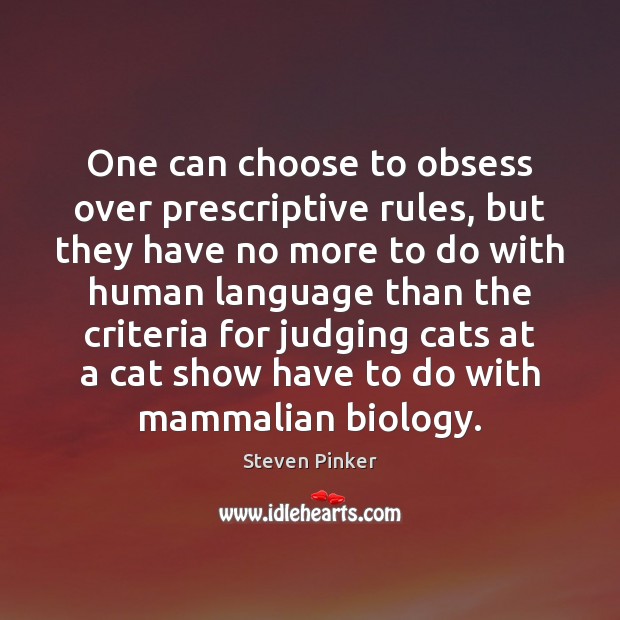 One can choose to obsess over prescriptive rules, but they have no Steven Pinker Picture Quote