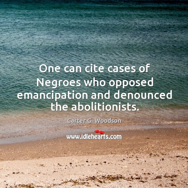 One can cite cases of negroes who opposed emancipation and denounced the abolitionists. Image