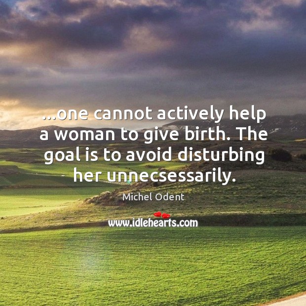 …one cannot actively help a woman to give birth. The goal is Michel Odent Picture Quote