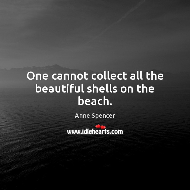 One cannot collect all the beautiful shells on the beach. Anne Spencer Picture Quote