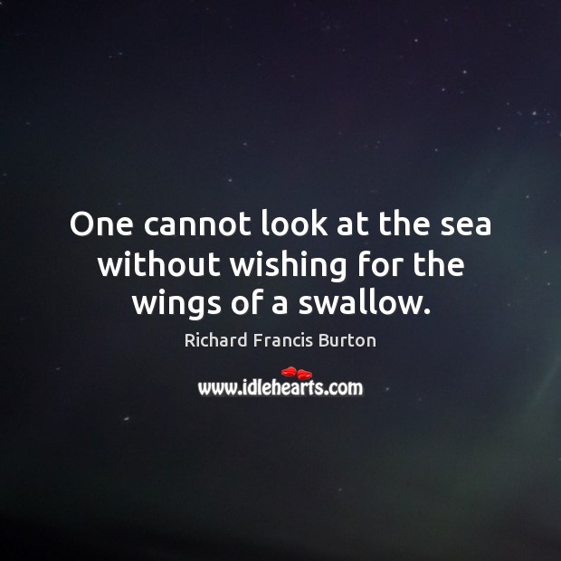 One cannot look at the sea without wishing for the wings of a swallow. Richard Francis Burton Picture Quote