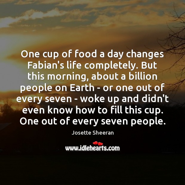 One cup of food a day changes Fabian’s life completely. But this Image