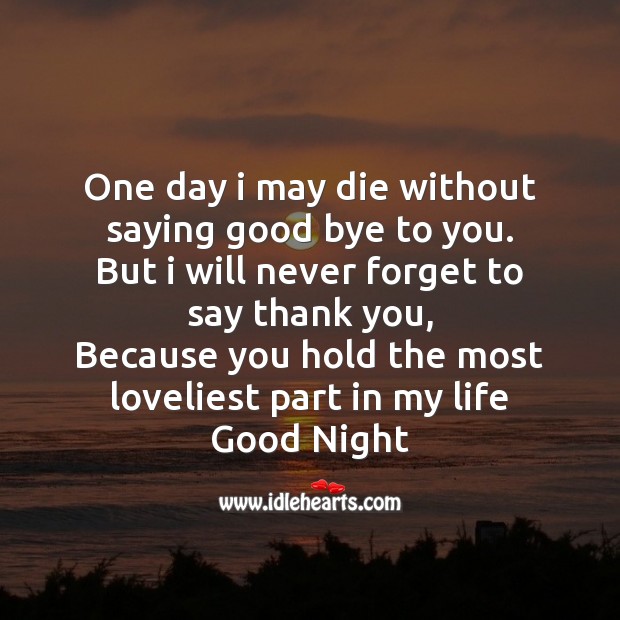 One day I may die without saying good bye Good Night Quotes Image