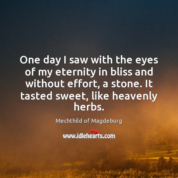 One day I saw with the eyes of my eternity in bliss Mechthild of Magdeburg Picture Quote