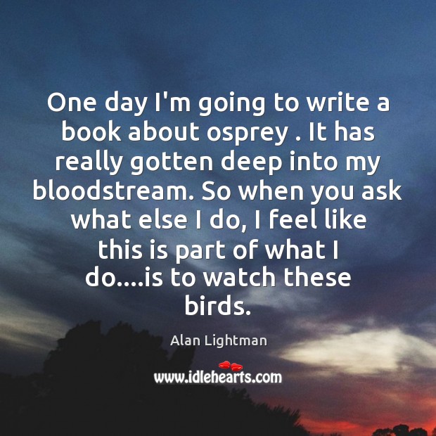 One day I’m going to write a book about osprey . It has Alan Lightman Picture Quote