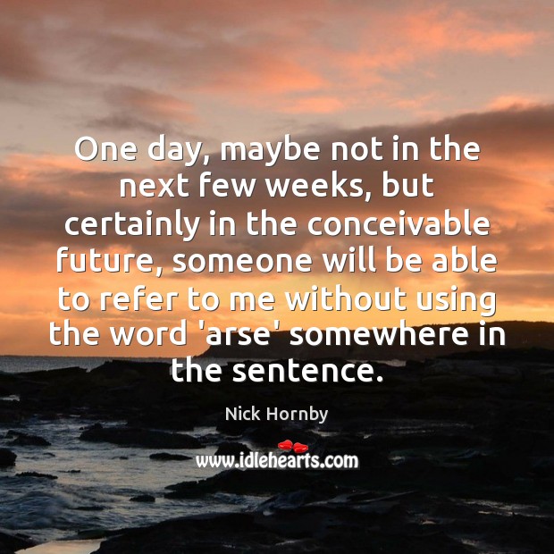 One day, maybe not in the next few weeks, but certainly in Nick Hornby Picture Quote