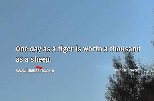 One day as a tiger is worth a thousand as a sheep. Image