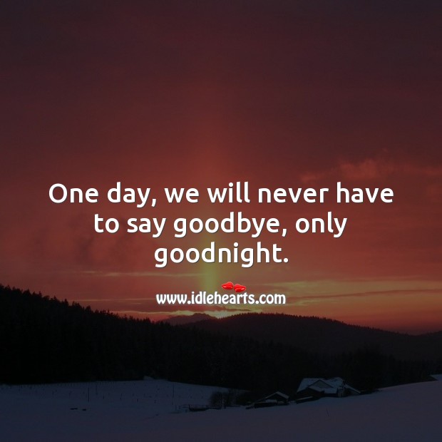 One day, we will never have to say goodbye, only goodnight. Image