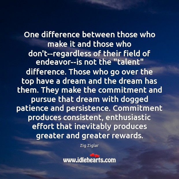 One difference between those who make it and those who don’t–regardless of Zig Ziglar Picture Quote
