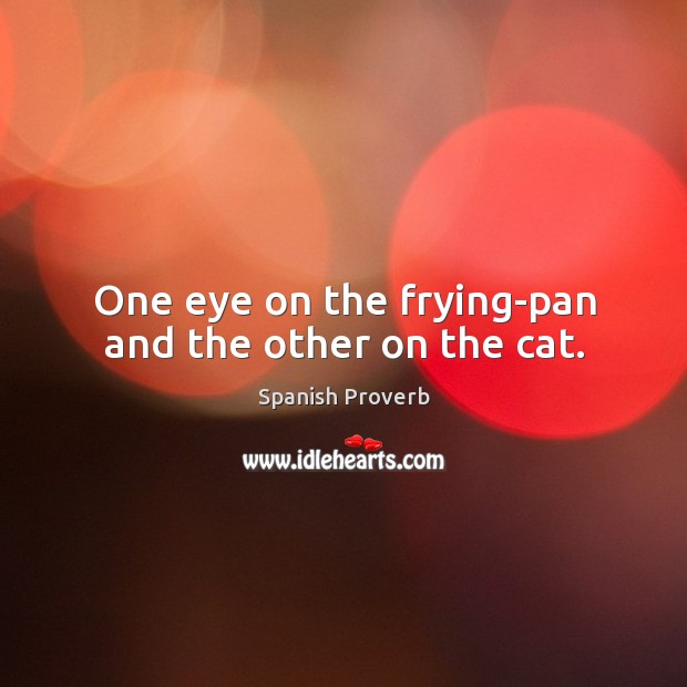 One eye on the frying-pan and the other on the cat. Image