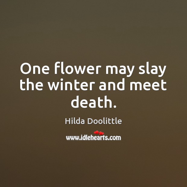 One flower may slay the winter and meet death. Hilda Doolittle Picture Quote