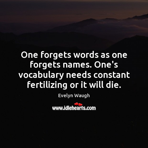 One forgets words as one forgets names. One’s vocabulary needs constant fertilizing Image