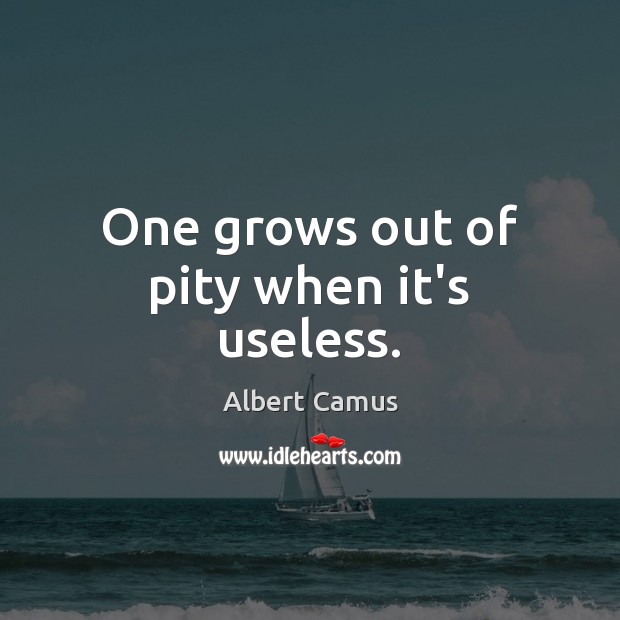One grows out of pity when it’s useless. Albert Camus Picture Quote