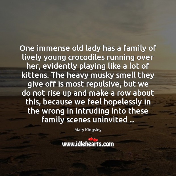 One immense old lady has a family of lively young crocodiles running Mary Kingsley Picture Quote