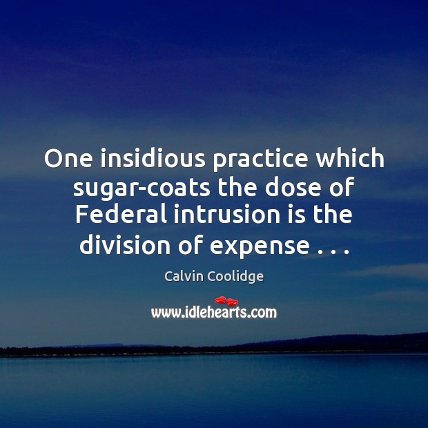 One insidious practice which sugar-coats the dose of Federal intrusion is the Calvin Coolidge Picture Quote