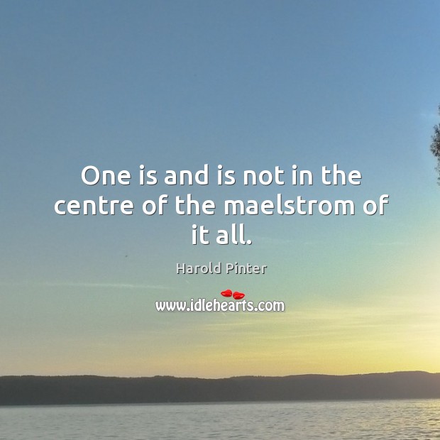 One is and is not in the centre of the maelstrom of it all. Harold Pinter Picture Quote