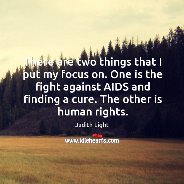 One is the fight against aids and finding a cure. The other is human rights. Judith Light Picture Quote