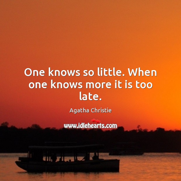 One knows so little. When one knows more it is too late. Image