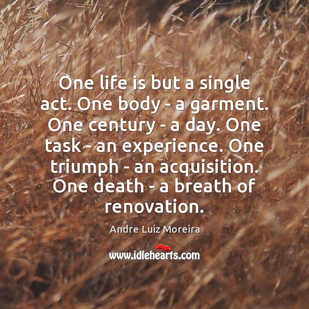 One life is but a single act. One body – a garment. Andre Luiz Moreira Picture Quote
